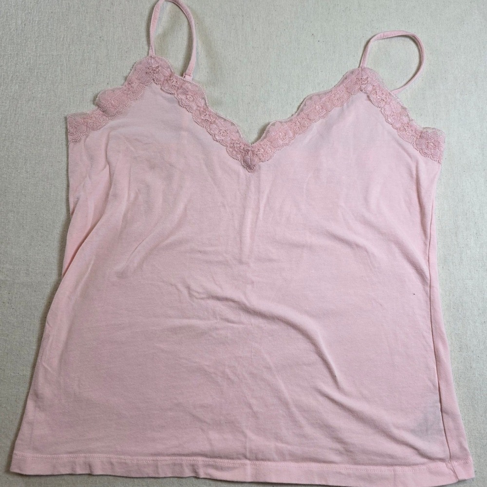 Old Navy Women Large Pink Sky Lace Trim Camisole Adjustable Straps Layering Y2K